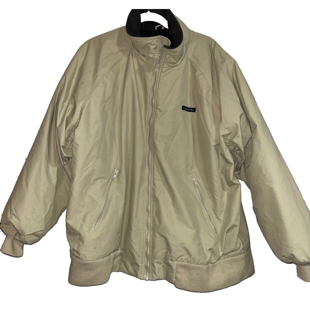Lands End Men’s Vintage Bomber Jacket Aircore-200 Insulated size XL Fleece Lined